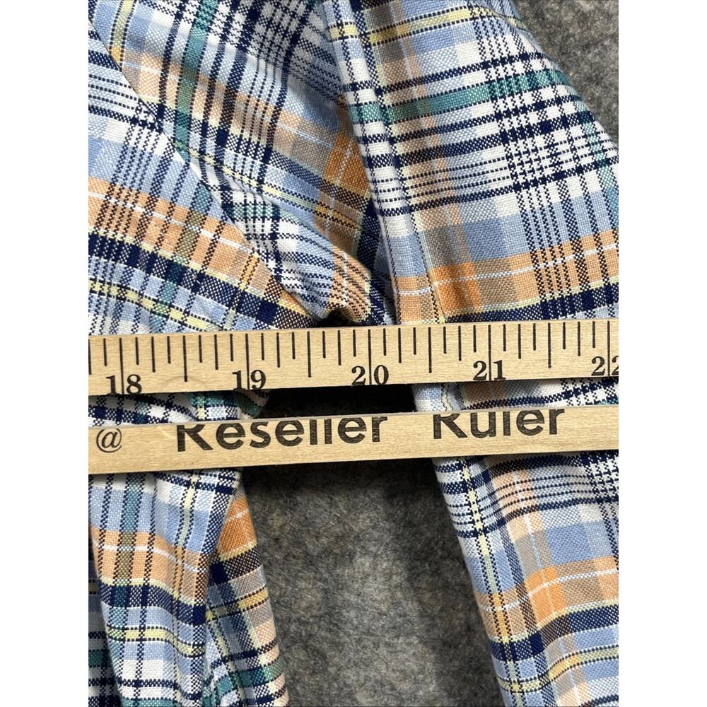 Ralph Lauren Shirt Custom Fit Mens M Blue Plaid Mediumweight Flesh Pony Preppy - Picture 6 of 9